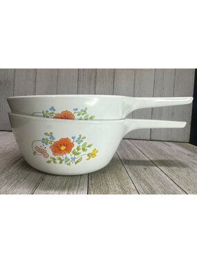 Vtg Corning Ware Wildflower 1.5 Pint Sauce Pan Handle P-82-B No/Lid Retro Set 2
